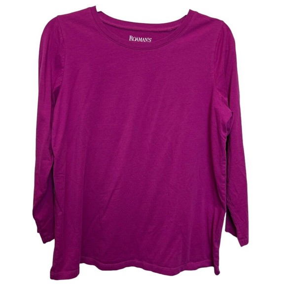 Romans Womens Long Sleeve Shirt Basic Purple Top Size 12 Flaws - Picture 1 of 10